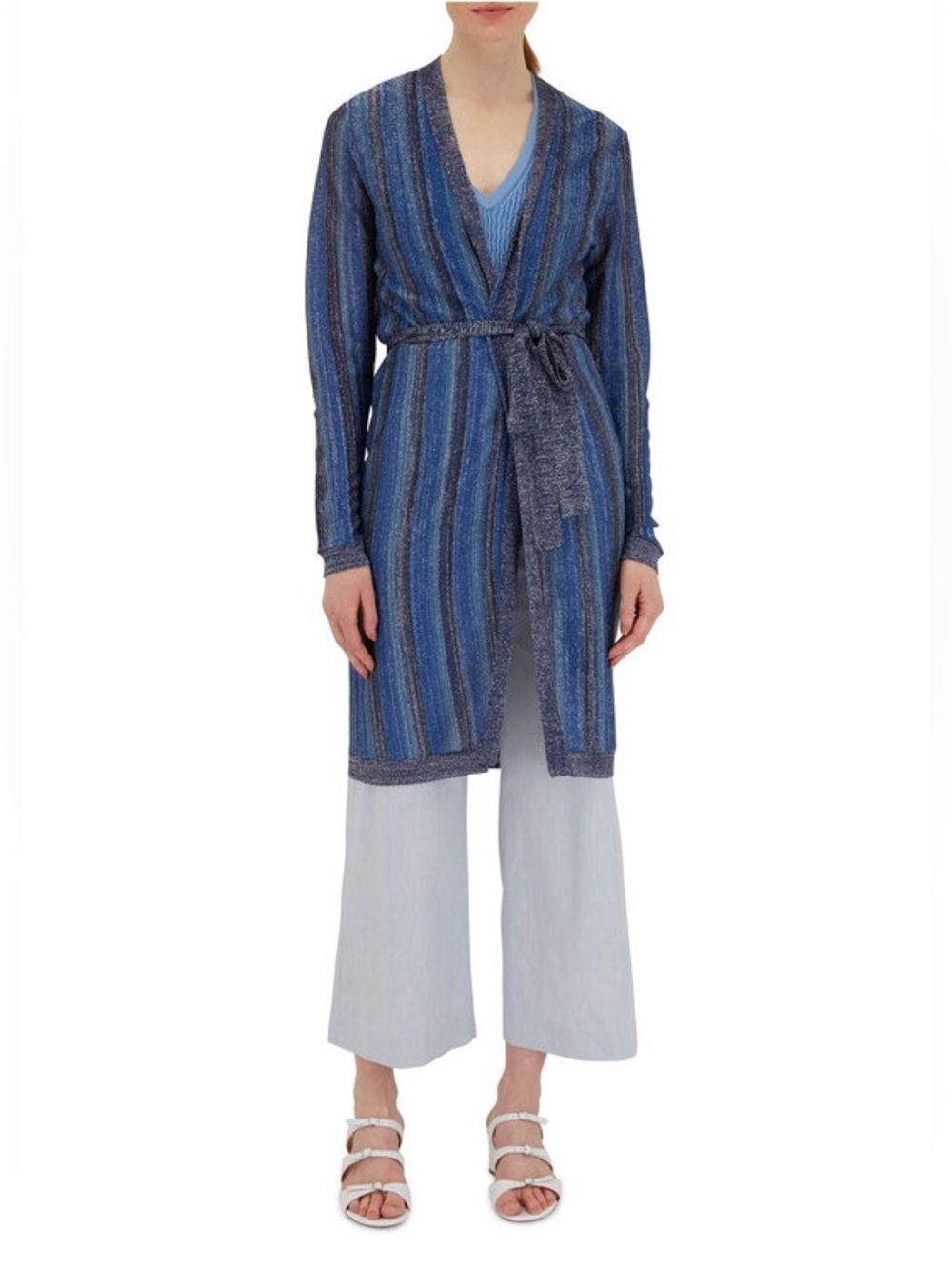 Veronica Beard Jeanne Light Blue Stretch Linen Trousers